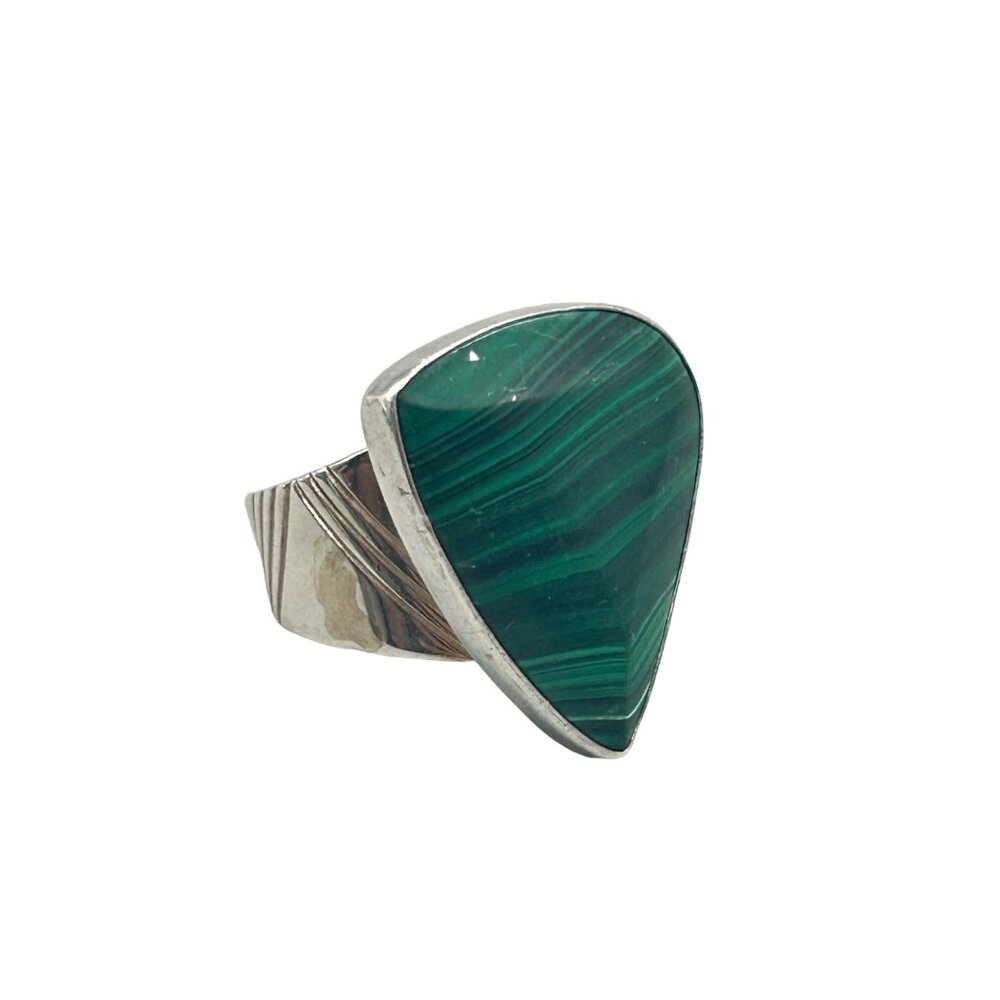 Sterling Silver Green Malachite Ring Stone Size 11.5 DTR Jay King Mine Finds